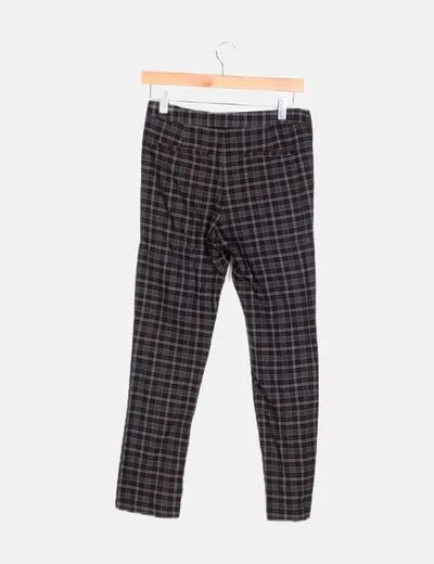 Zara Pantalón bicolor estampado de cuadros