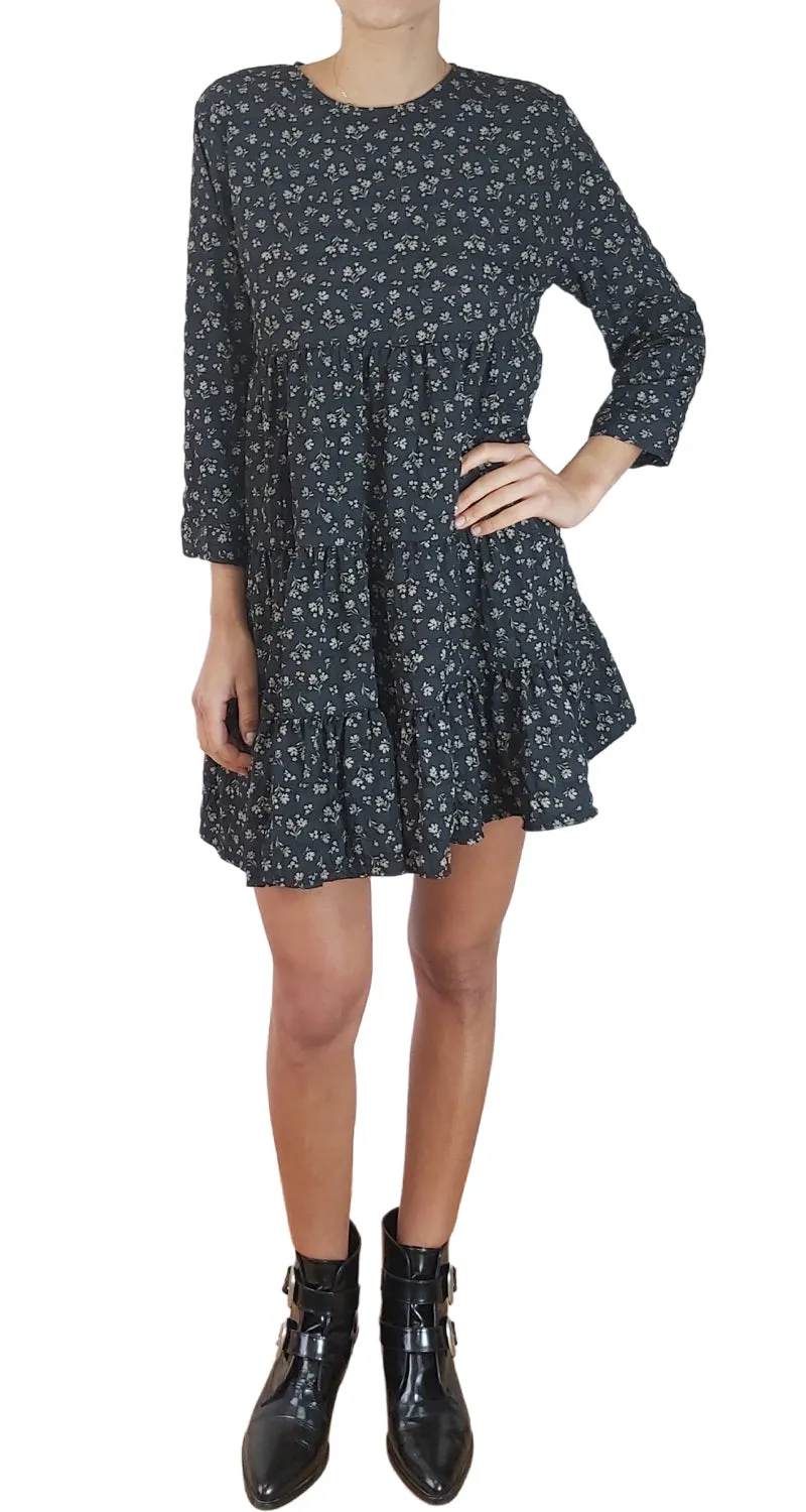 ZARA Vestido Mini Estampado Negro
